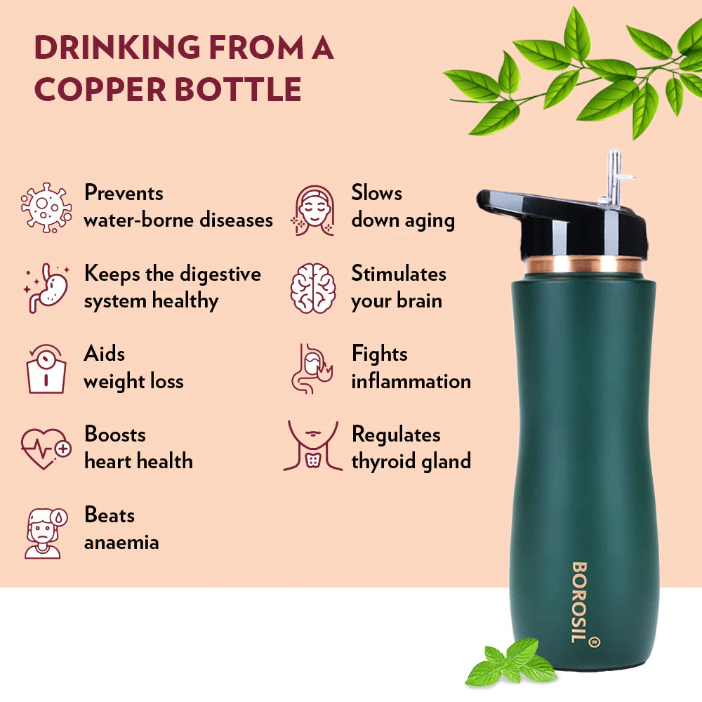 Personalised Sipper Copper Bottle, Green - Image 4