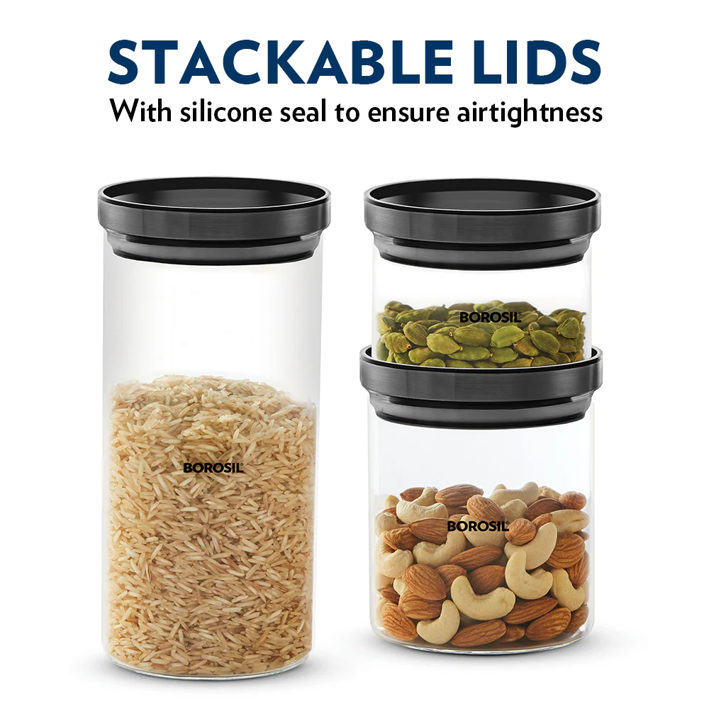 Stack and Store Classic Glass Jar with Black PP Lid - Image 4