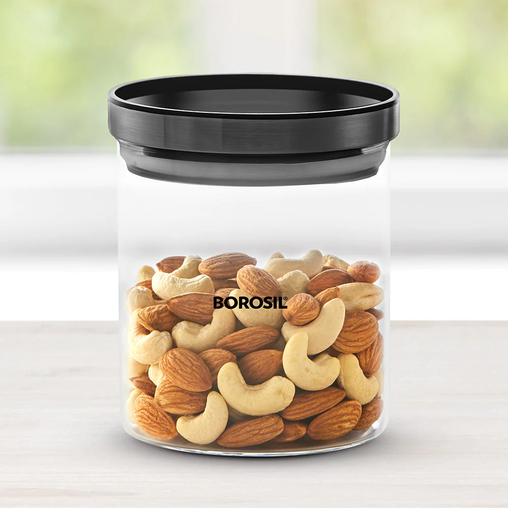Stack n Store Airtight Glass Jar with Black PP lid, Personalise - Image 2