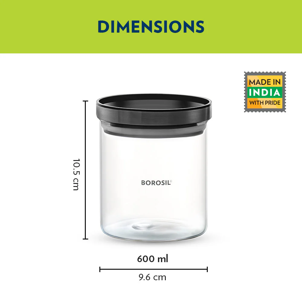 Stack n Store Airtight Glass Jar with Black PP lid, Personalise - Image 4