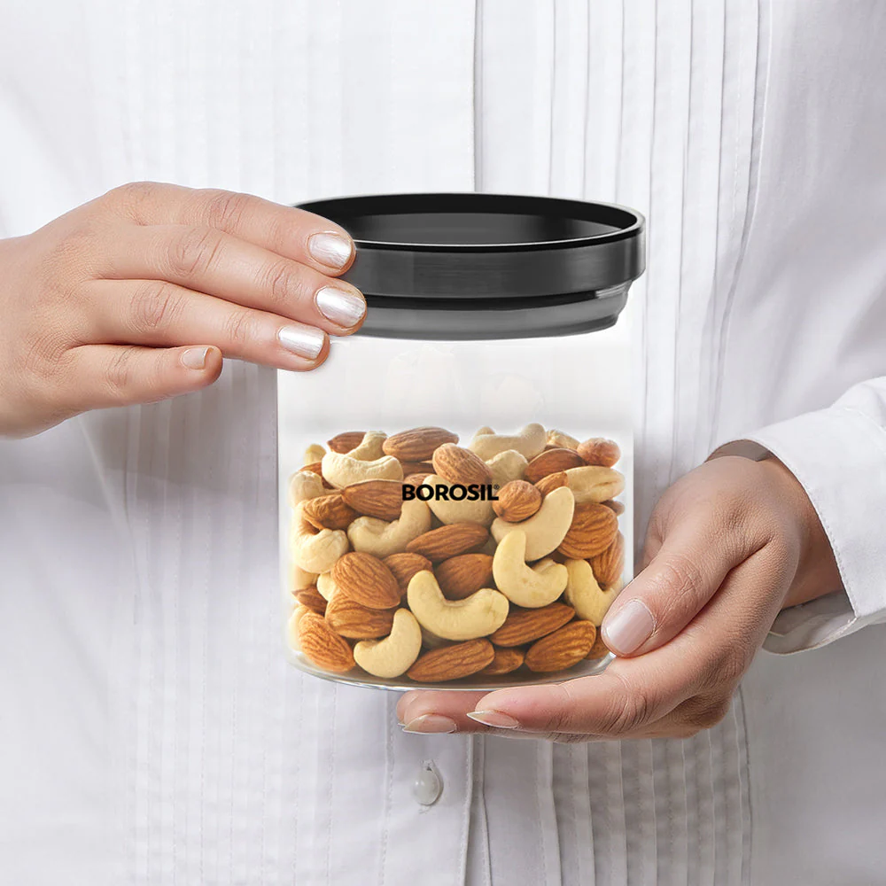 Stack n Store Airtight Glass Jar with Black PP lid, Personalise - Image 6