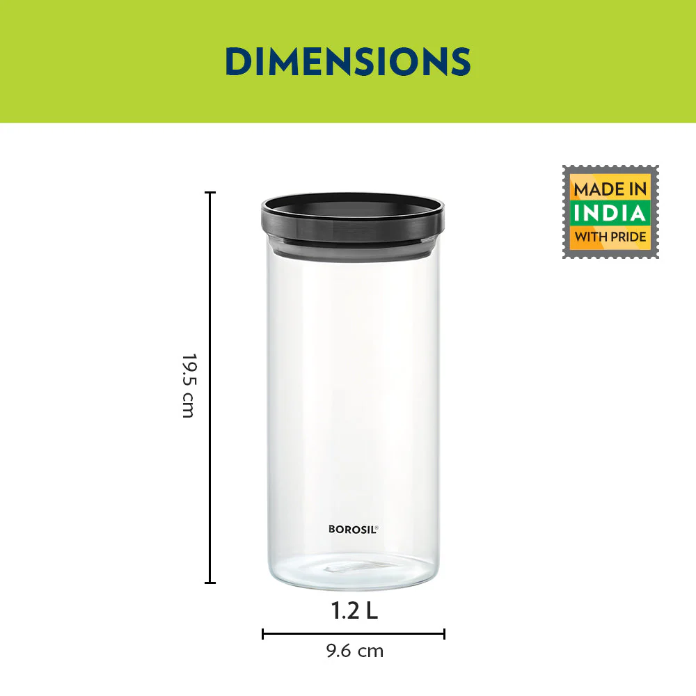 Stack n Store Airtight Glass Jar with Black PP lid, Personalise - Image 8
