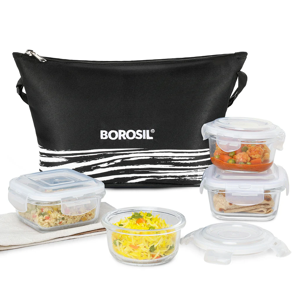Steller Daisy Universal Glass Lunch Box, Black - Image 2