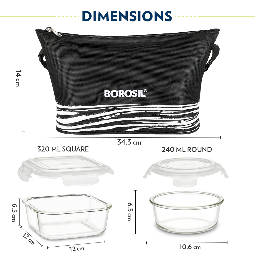 Steller Daisy Universal Glass Lunch Box, Black - Image 3