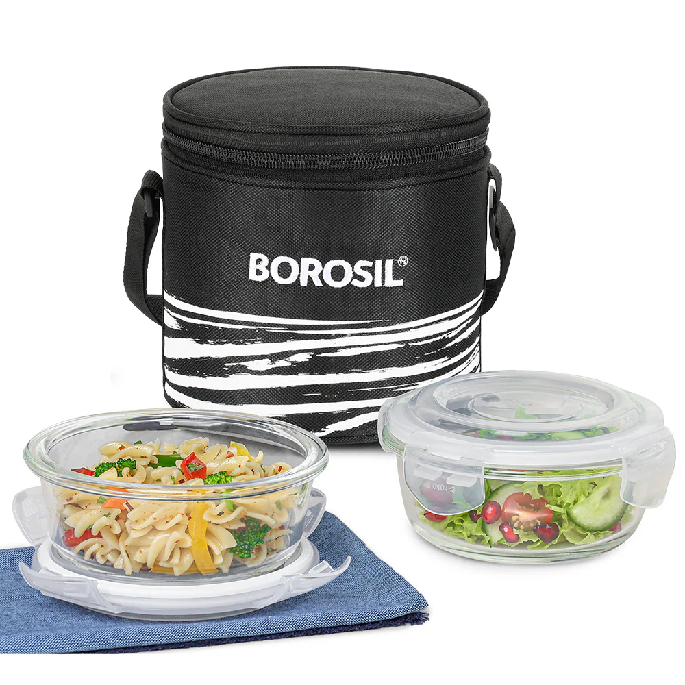 Steller Round Glass Lunch Box, Black - Image 2