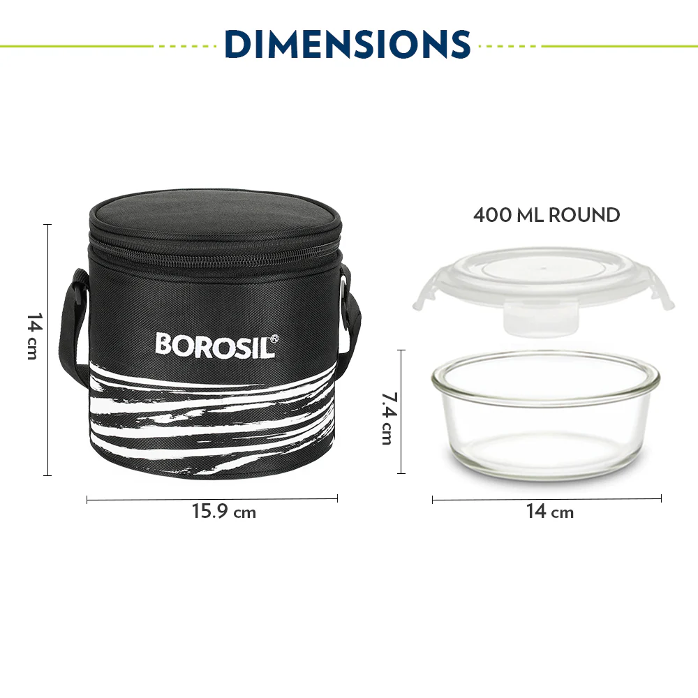 Steller Round Glass Lunch Box, Black - Image 3