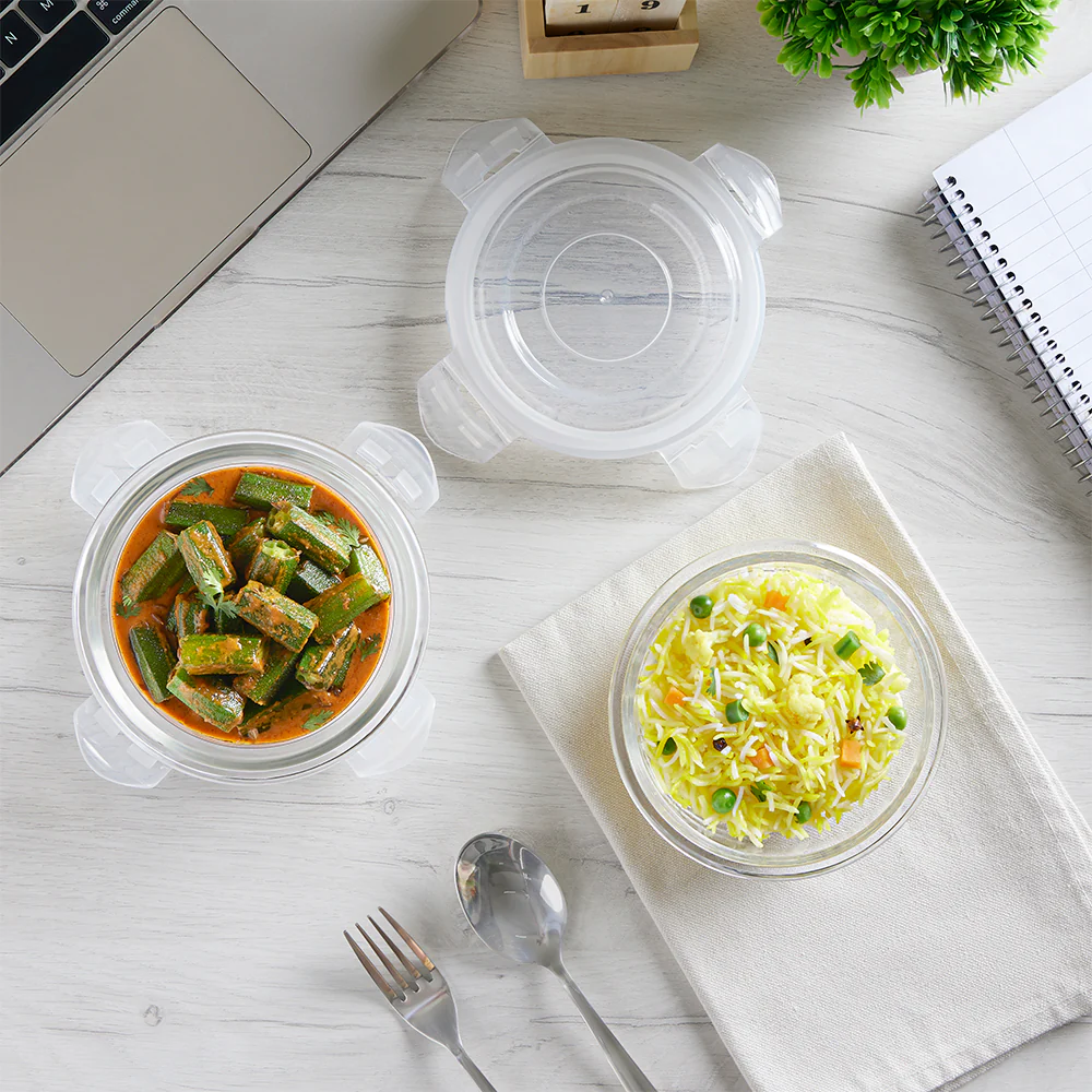 Steller Round Glass Lunch Box, Black - Image 5