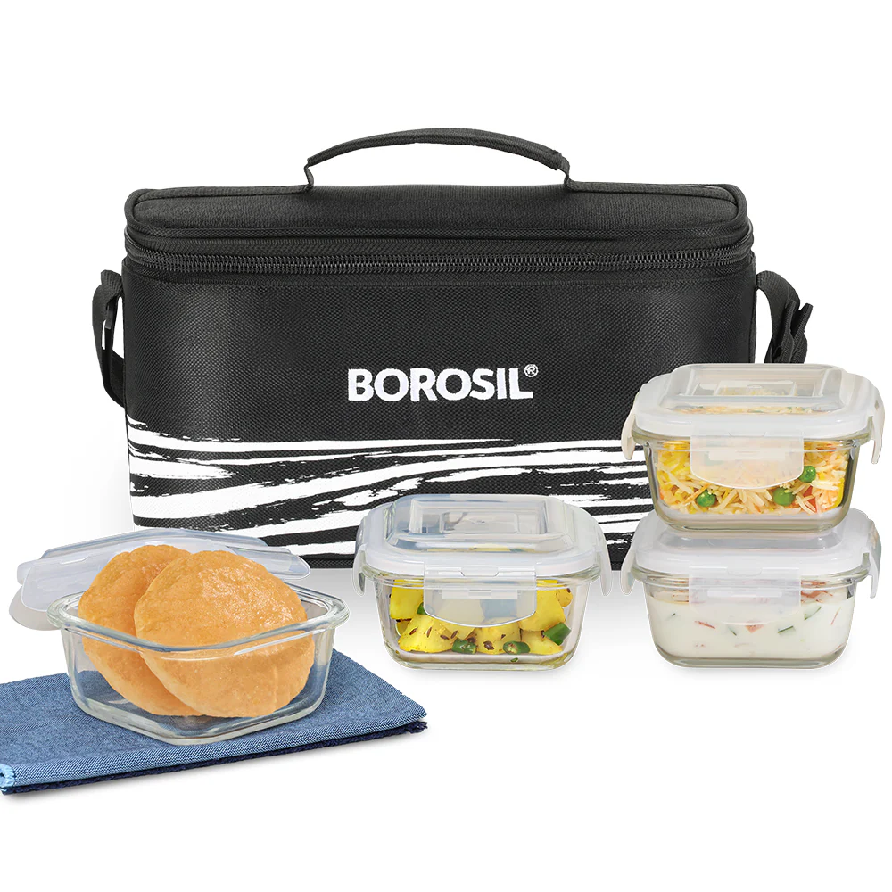 Steller Square Glass Lunch Box, Black - Image 2