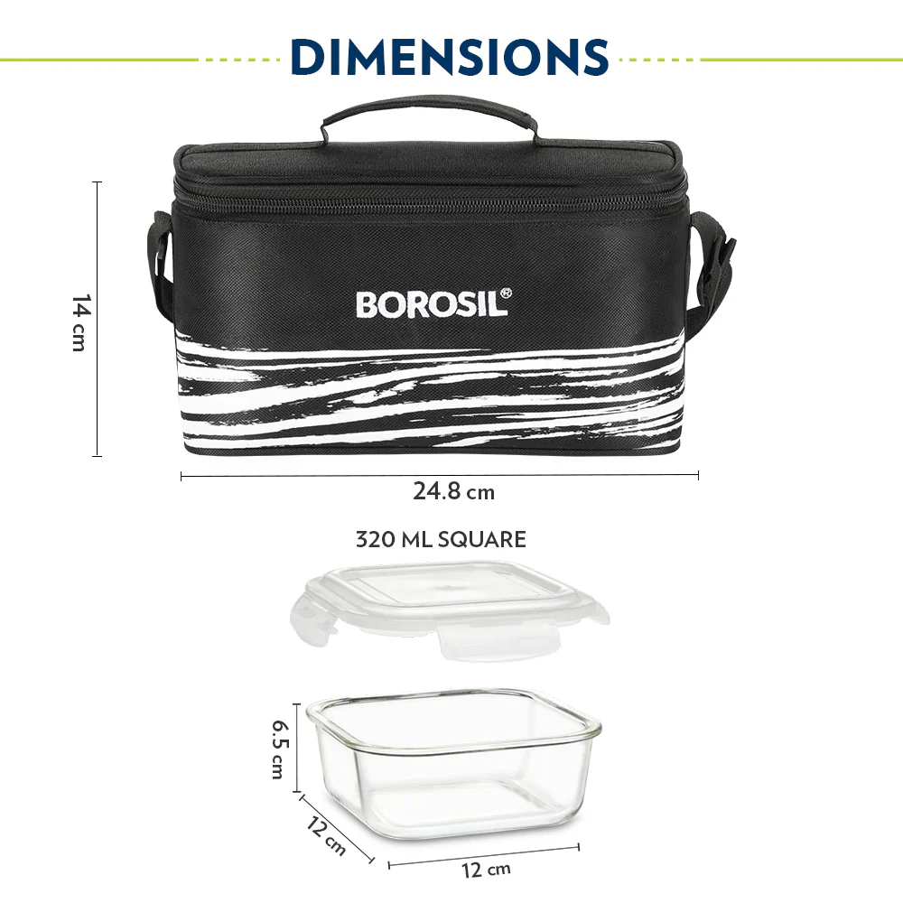 Steller Square Glass Lunch Box, Black - Image 3
