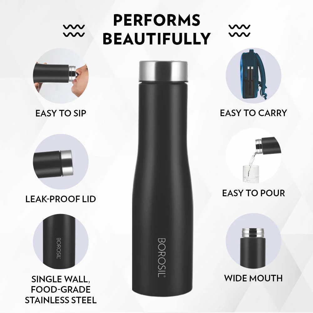 Swan Stainless Steel Single Wall Bottle, Black - Image 3