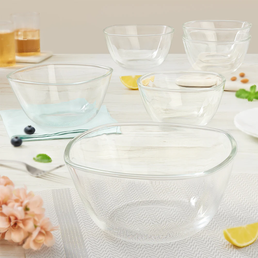 Borosil Tuff-Glass Square Mixing & Serving Bowl Set - Image 9