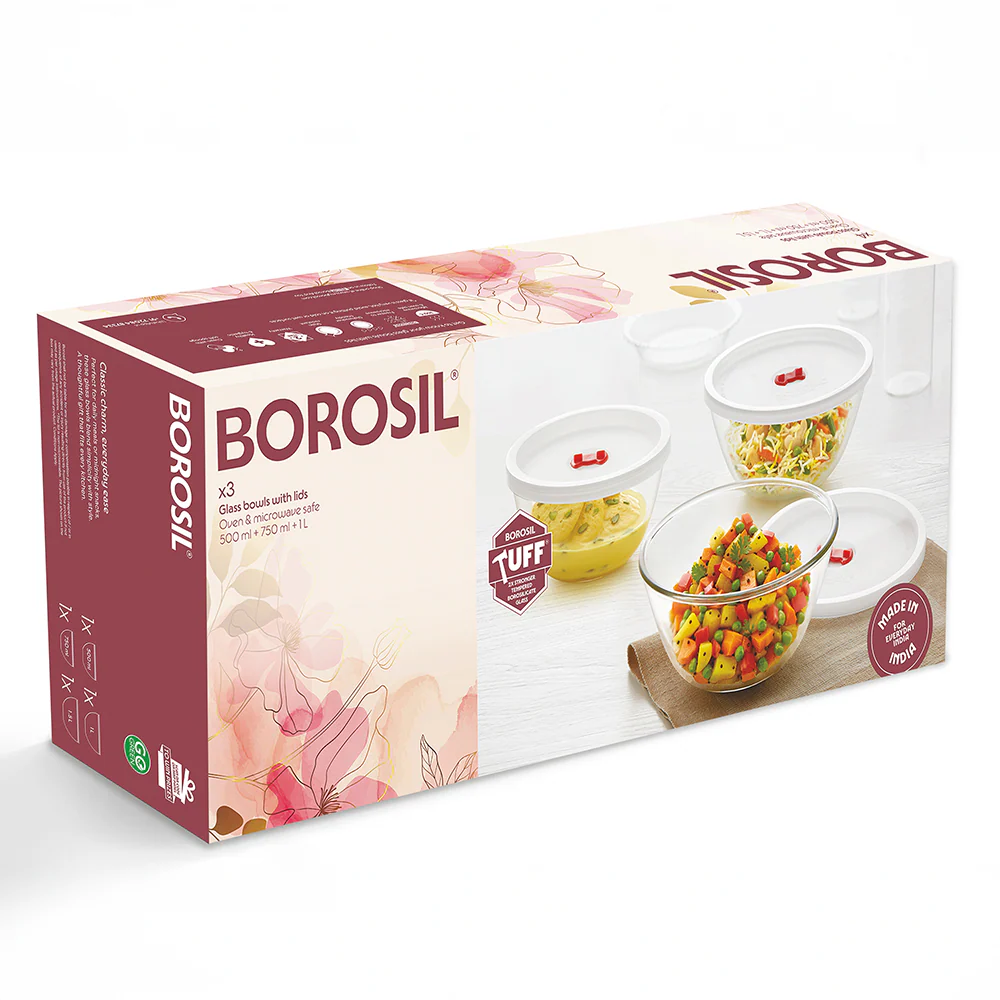 Borosil Tuff-Glass Everyday Mixing & Serving Bowl Set - Image 4