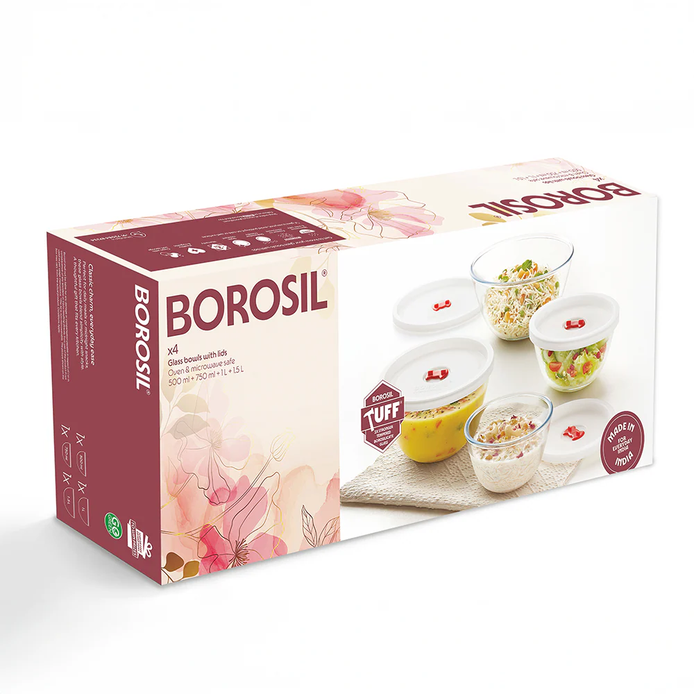 Borosil Tuff-Glass Mixing & Serving Bowl Set - Image 2