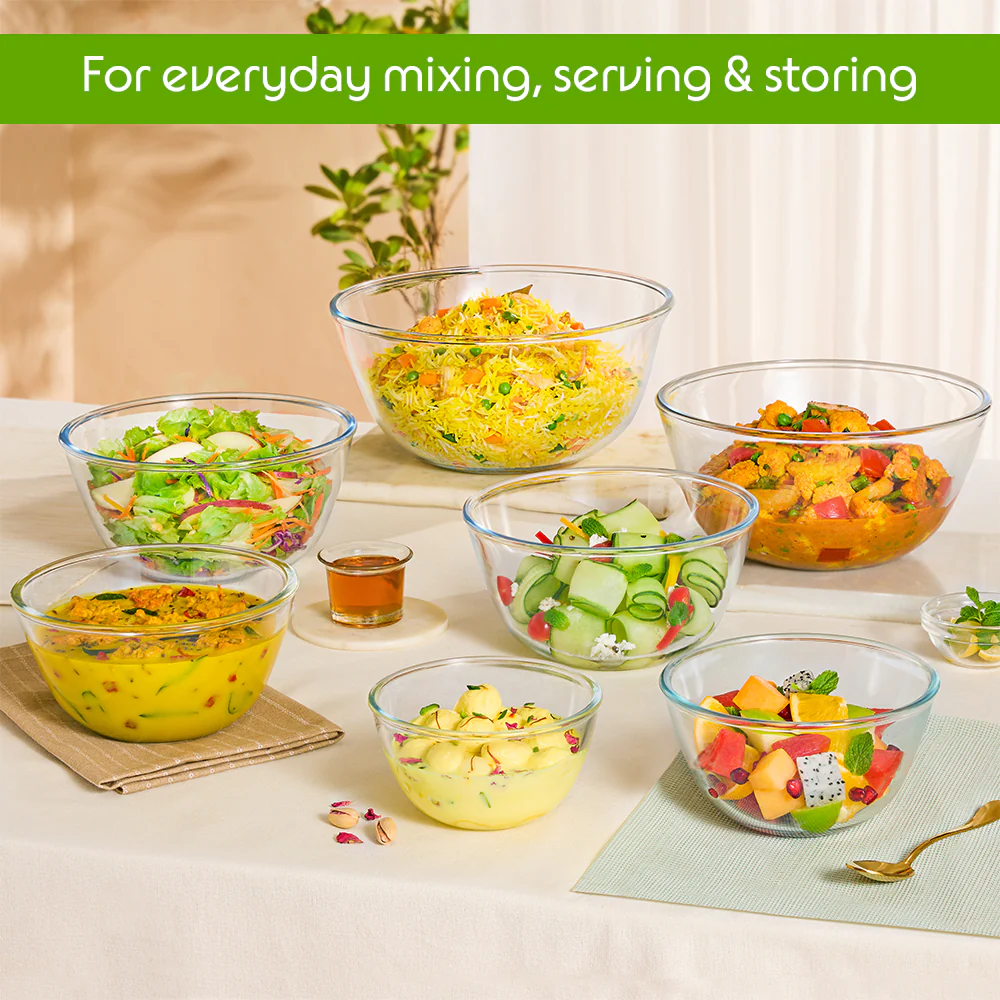 Borosil Tuff-Glass Mixing & Serving Bowl Set - Image 5