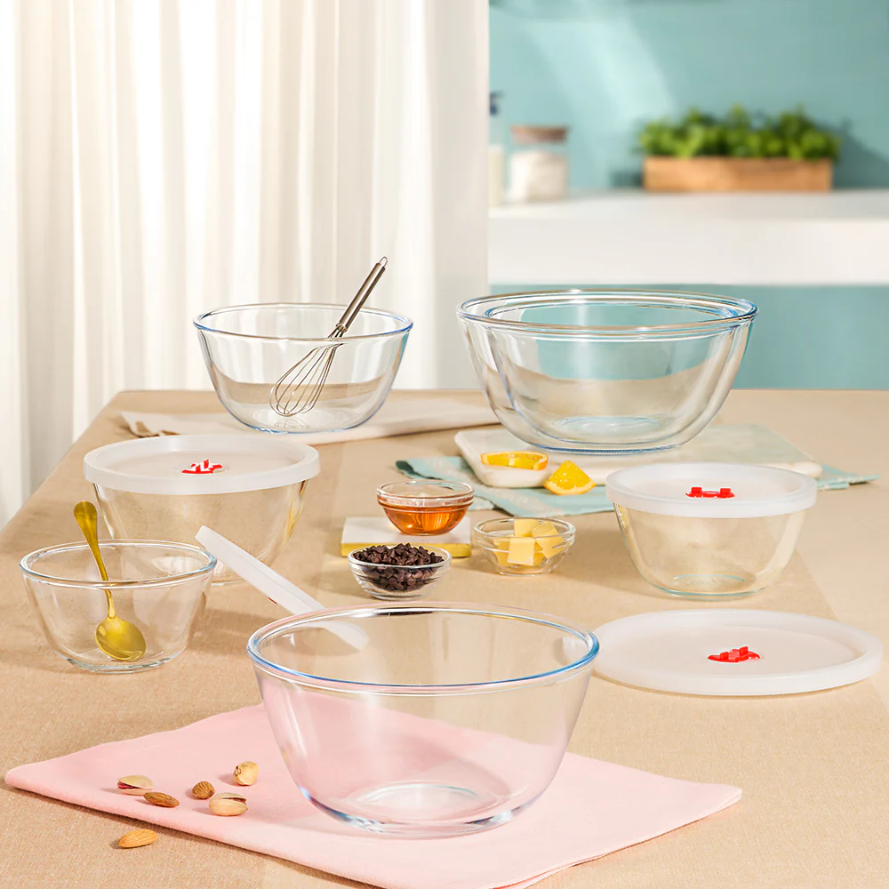 Borosil Tuff-Glass Mixing & Serving Bowl Set with Lid - Image 3