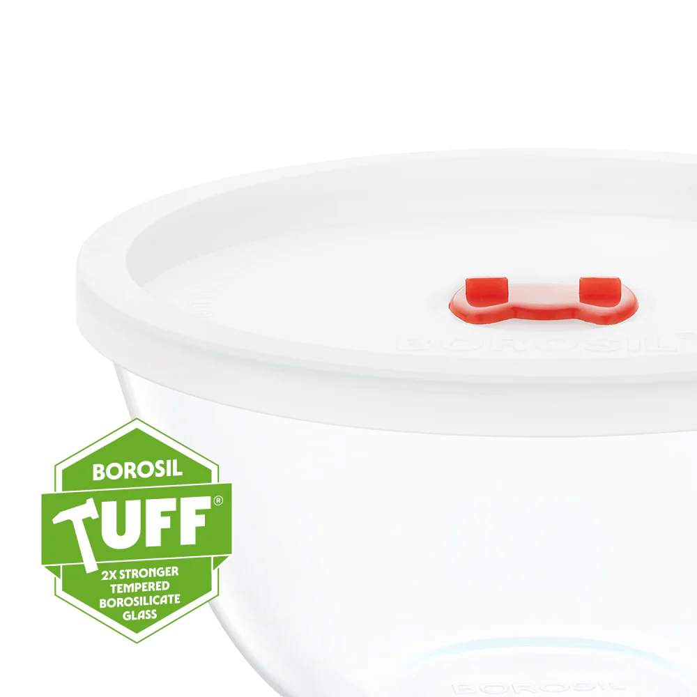 Borosil Tuff-Glass Mixing & Serving Bowl Set with Lid - Image 3