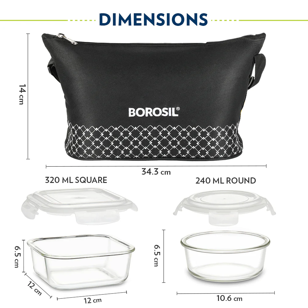 Zeal Daisy Universal Glass Lunch Box, Black - Image 3