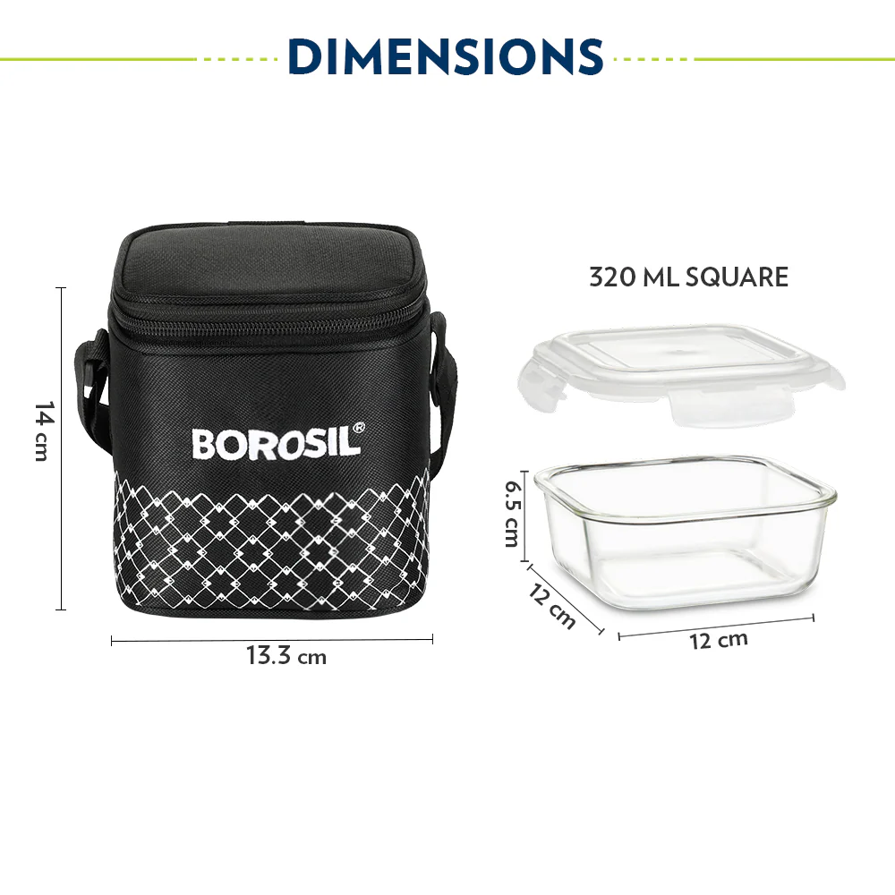 Zeal Square Glass Lunch Box, Black - Image 3