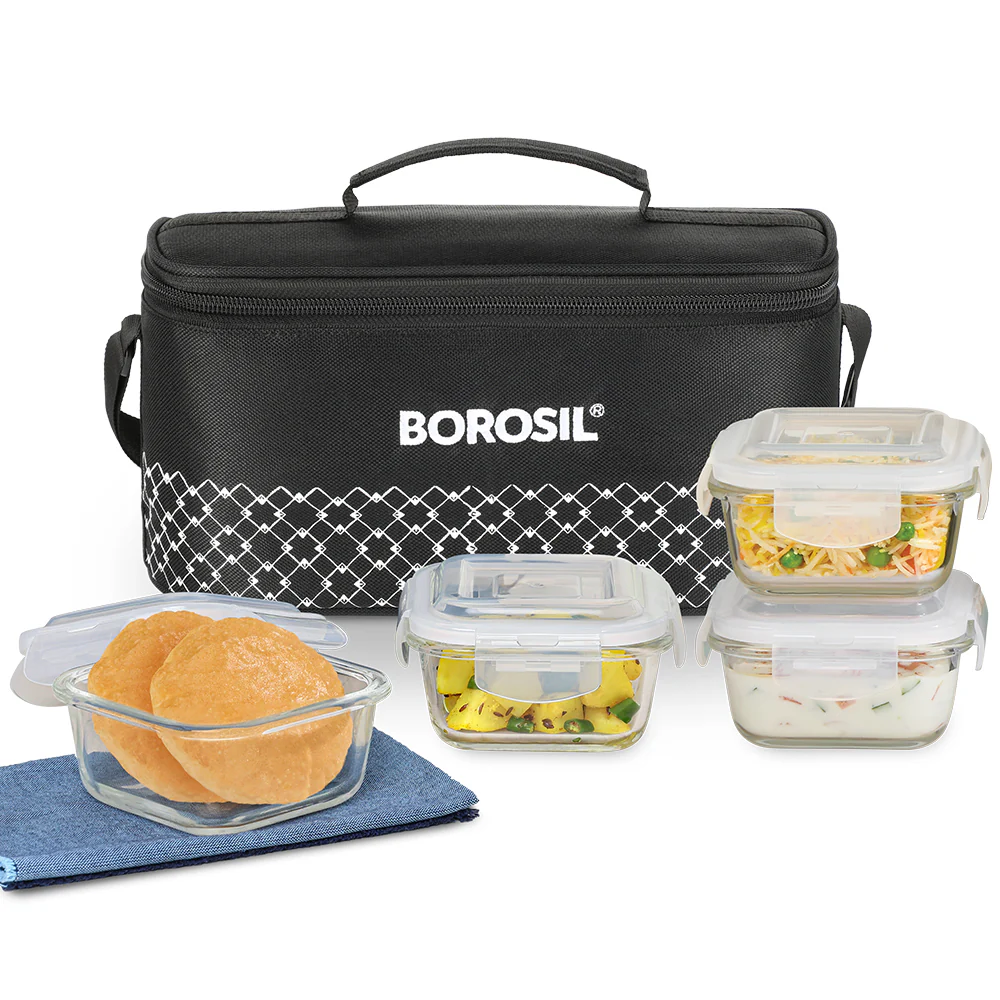 Zeal Square Glass Lunch Box, Black - Image 2