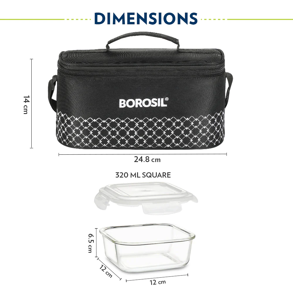Zeal Square Glass Lunch Box, Black - Image 3