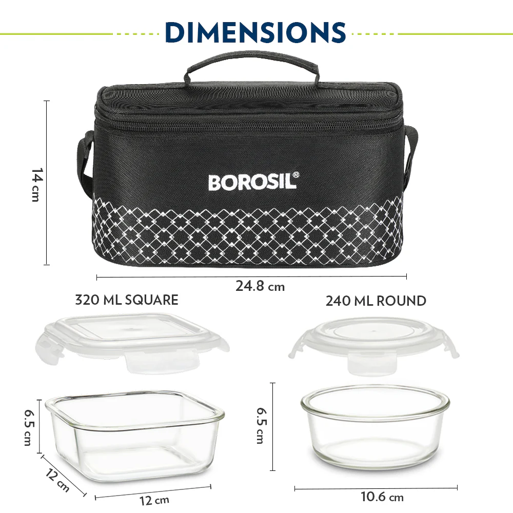Zeal Universal Glass Lunch Box, Black - Image 3