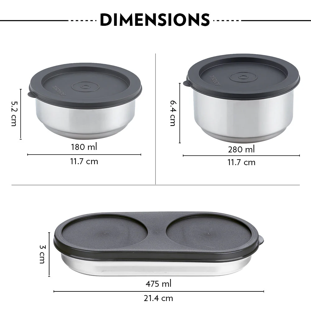 Carryfresh Round Stainless Steel Lunchbox, Silver - Image 2