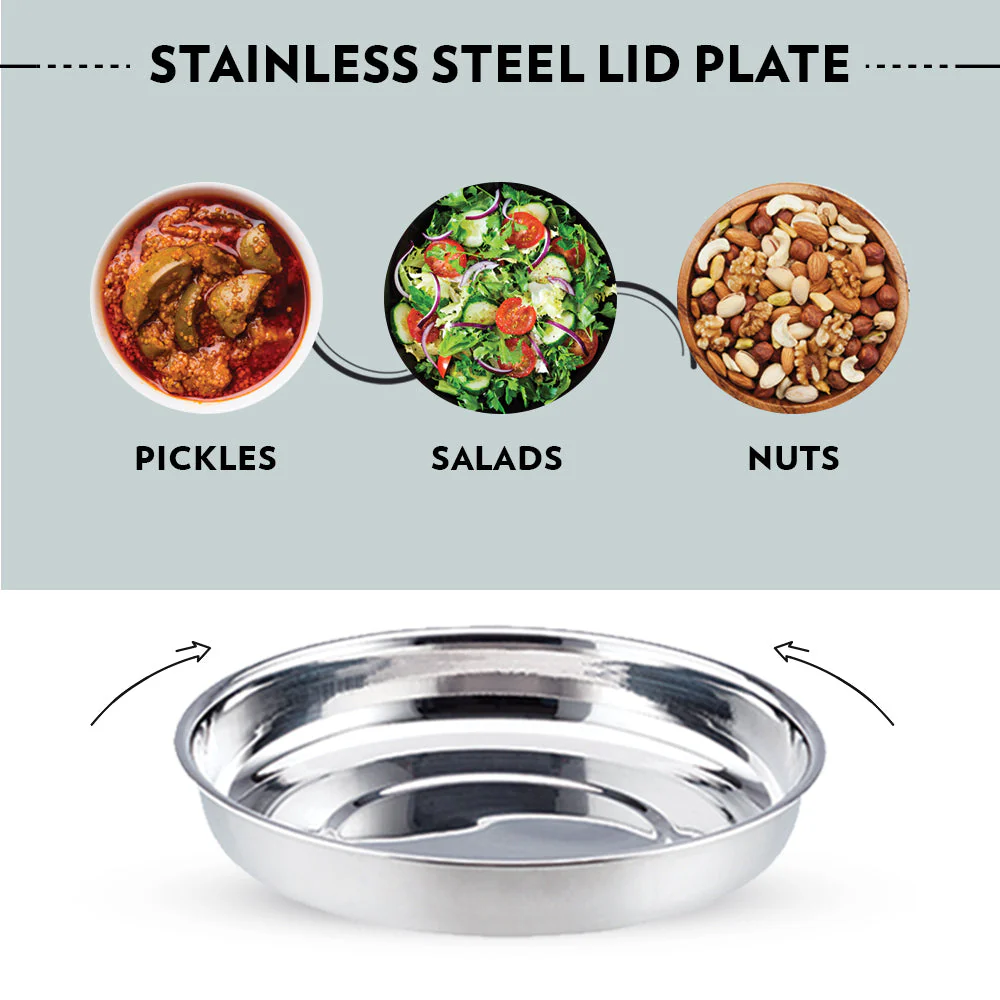 Carryfresh Round Stainless Steel Lunchbox, Silver - Image 6