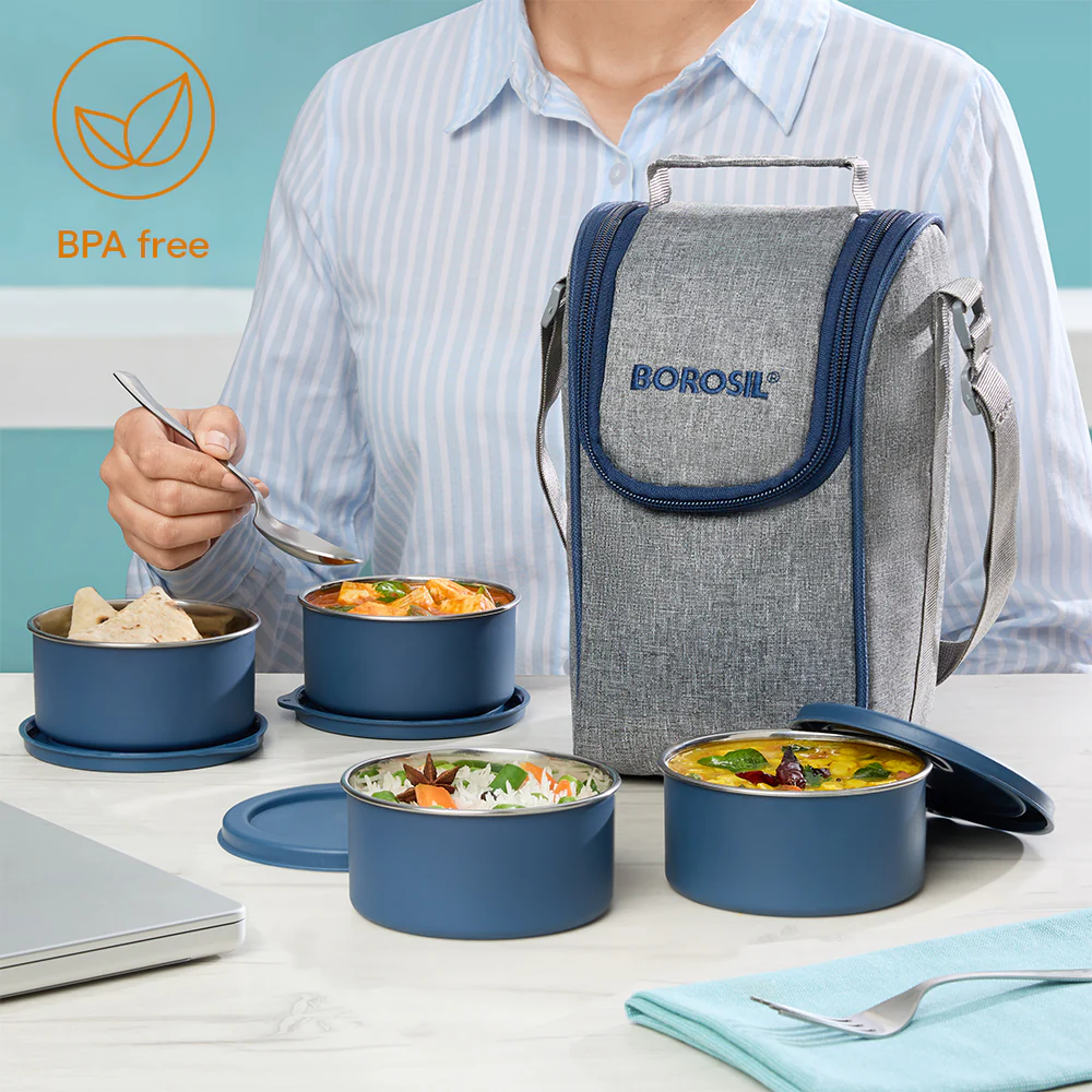 Carrymore Microwave Safe Round Stainless Steel Lunch Box - Image 6