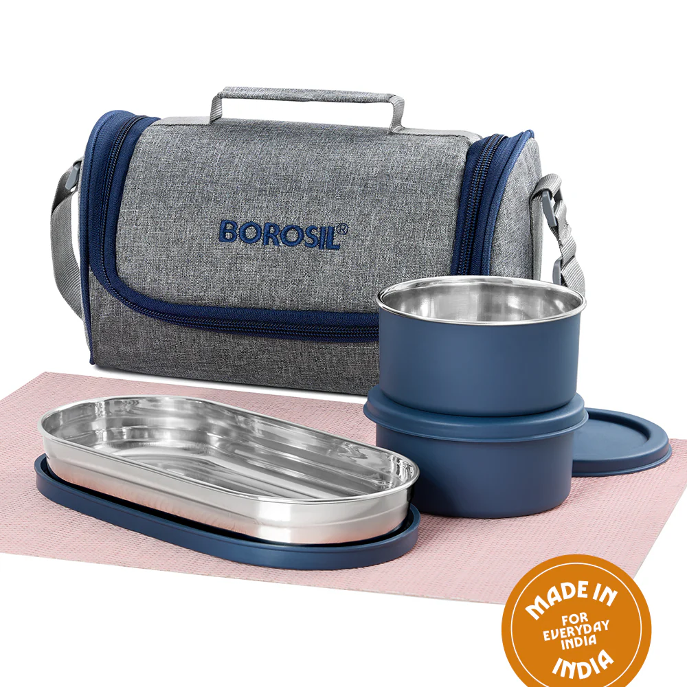 Carrymore Round Stainless Steel Lunch Box with Chappati Box - Image 5