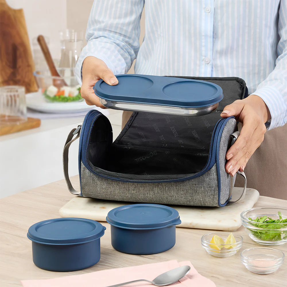 Carrymore Round Stainless Steel Lunch Box with Chappati Box - Image 8