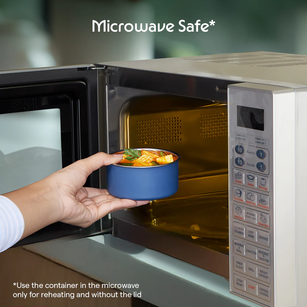 Carrymore Microwave Safe Round Stainless Steel Lunch Box with Tumbler - Image 2