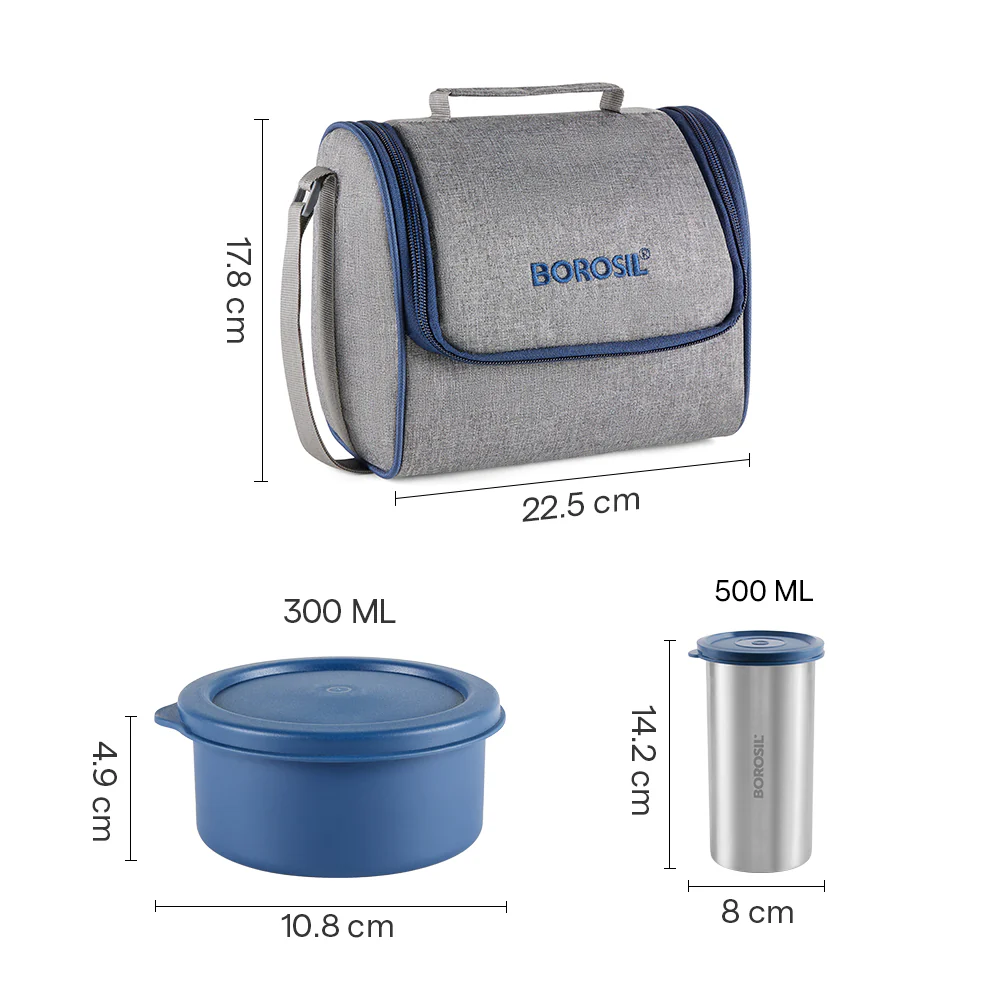 Carrymore Microwave Safe Round Stainless Steel Lunch Box with Tumbler - Image 3