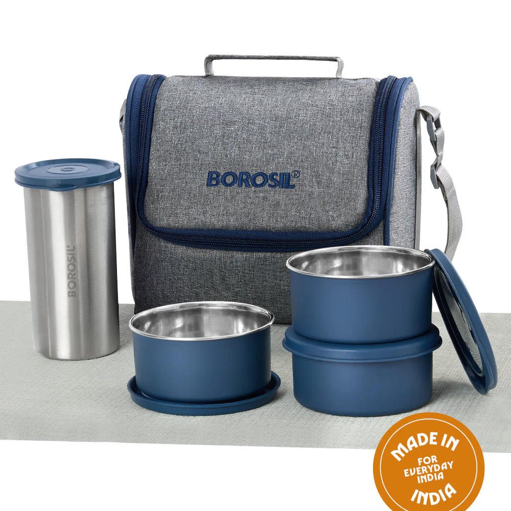 Carrymore Microwave Safe Round Stainless Steel Lunch Box with Tumbler - Image 5