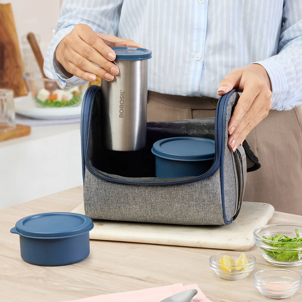 Carrymore Microwave Safe Round Stainless Steel Lunch Box with Tumbler - Image 8