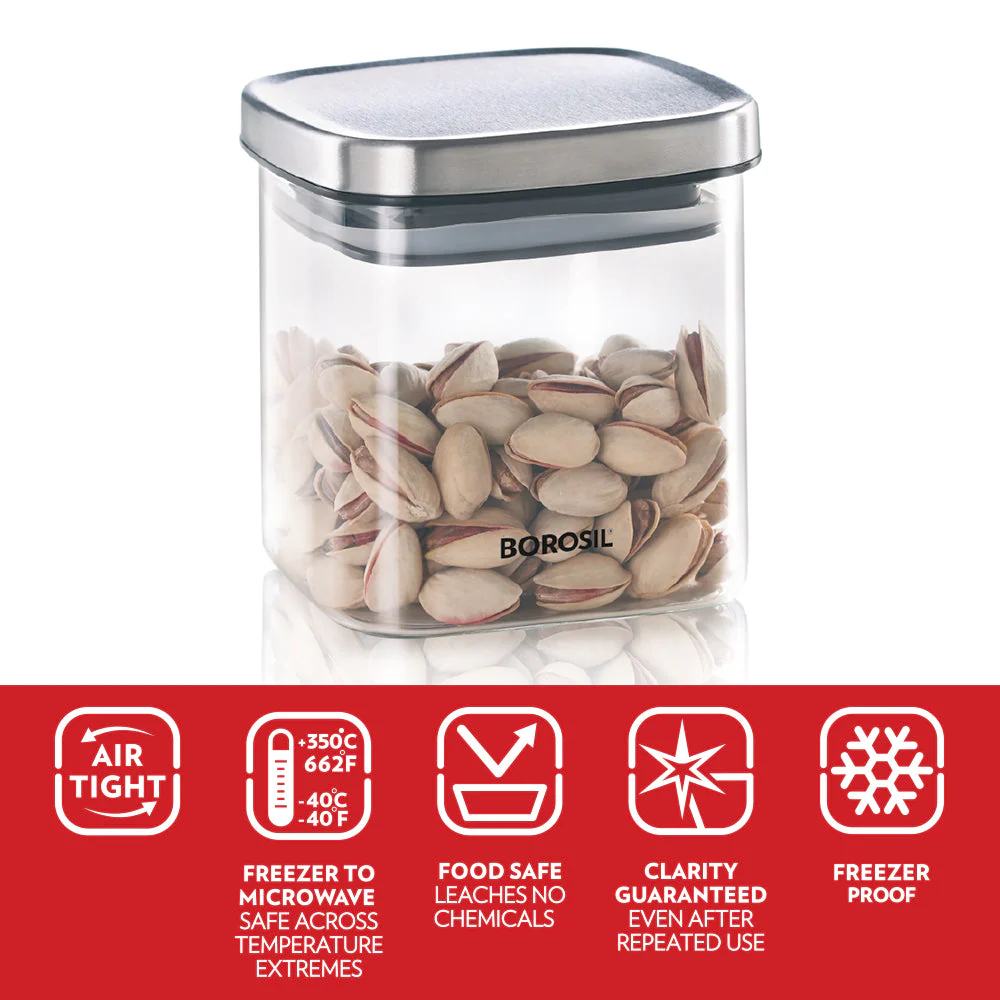 Classic Square Glass Jar with SS Lid - Image 5