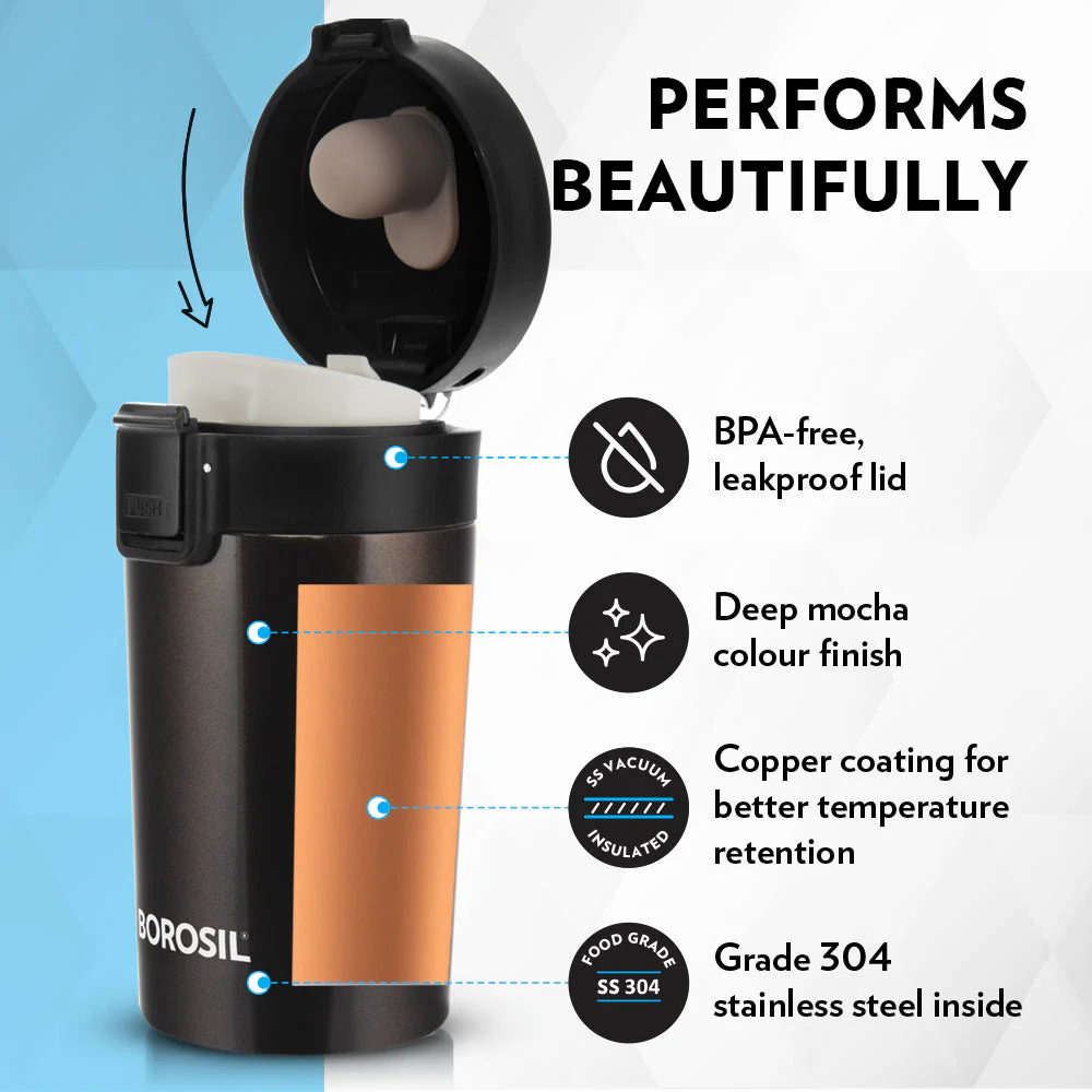 Borosil Coffeemate Insulated Mug, Mocha, 300ml - Image 4