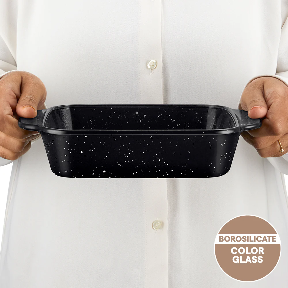 Colors Pebble Black Square Dish with Handle - Image 3