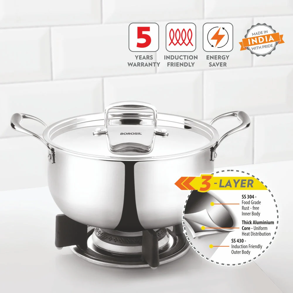 Cookfresh Triply Casserole with Stainless Steel Handle & Lid - Image 2