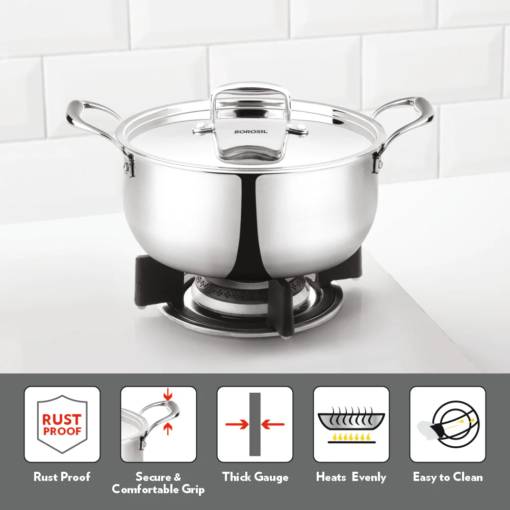Cookfresh Triply Casserole with Stainless Steel Handle & Lid - Image 4