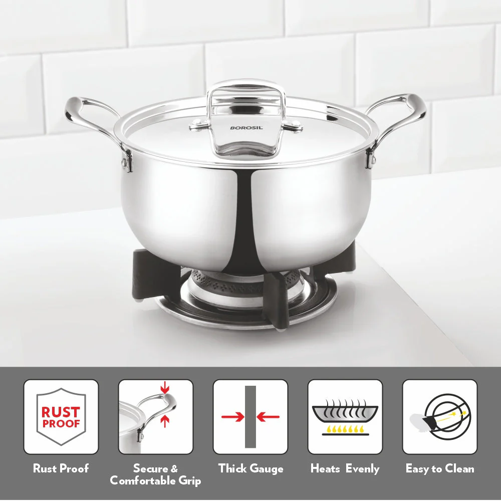 Cookfresh Triply Casserole with Stainless Steel Handle & Lid - Image 4