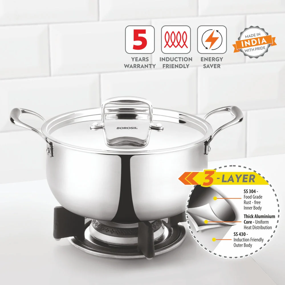 Cookfresh Triply Casserole with Stainless Steel Handle & Lid - Image 2