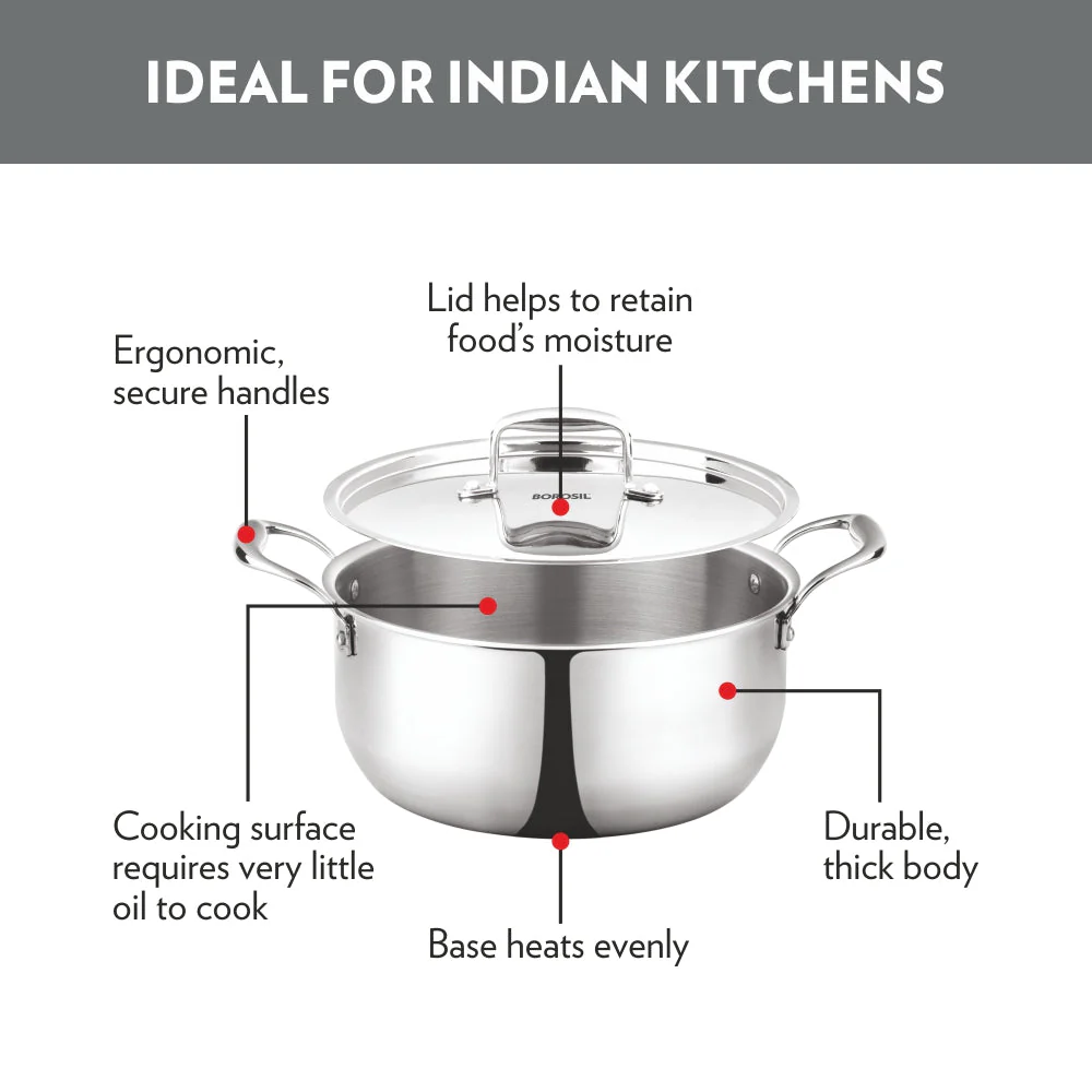 Cookfresh Triply Casserole with Stainless Steel Handle & Lid - Image 3