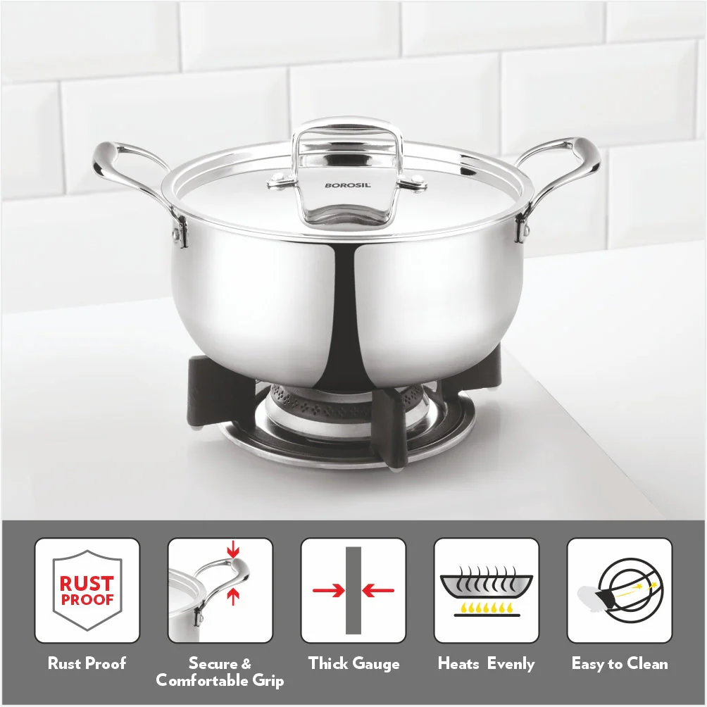 Cookfresh Triply Casserole with Stainless Steel Handle & Lid - Image 4