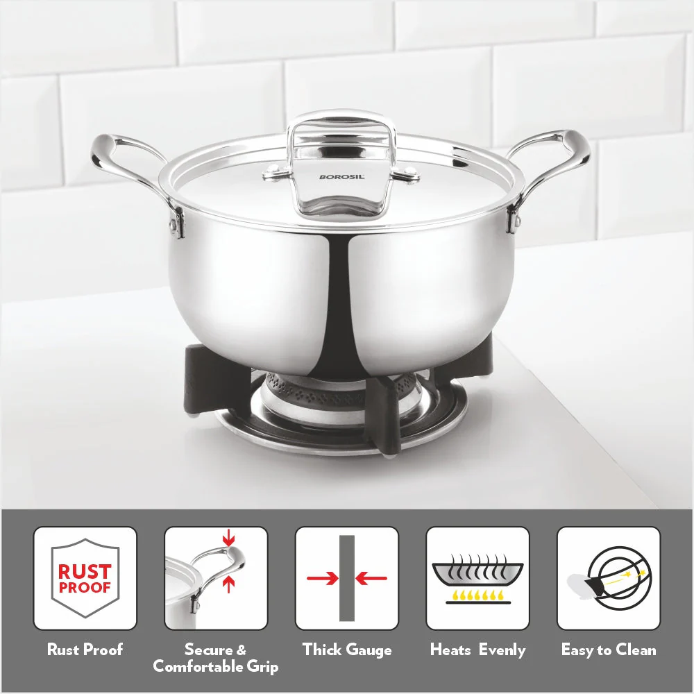 Cookfresh Triply Casserole with Stainless Steel Handle & Lid - Image 4