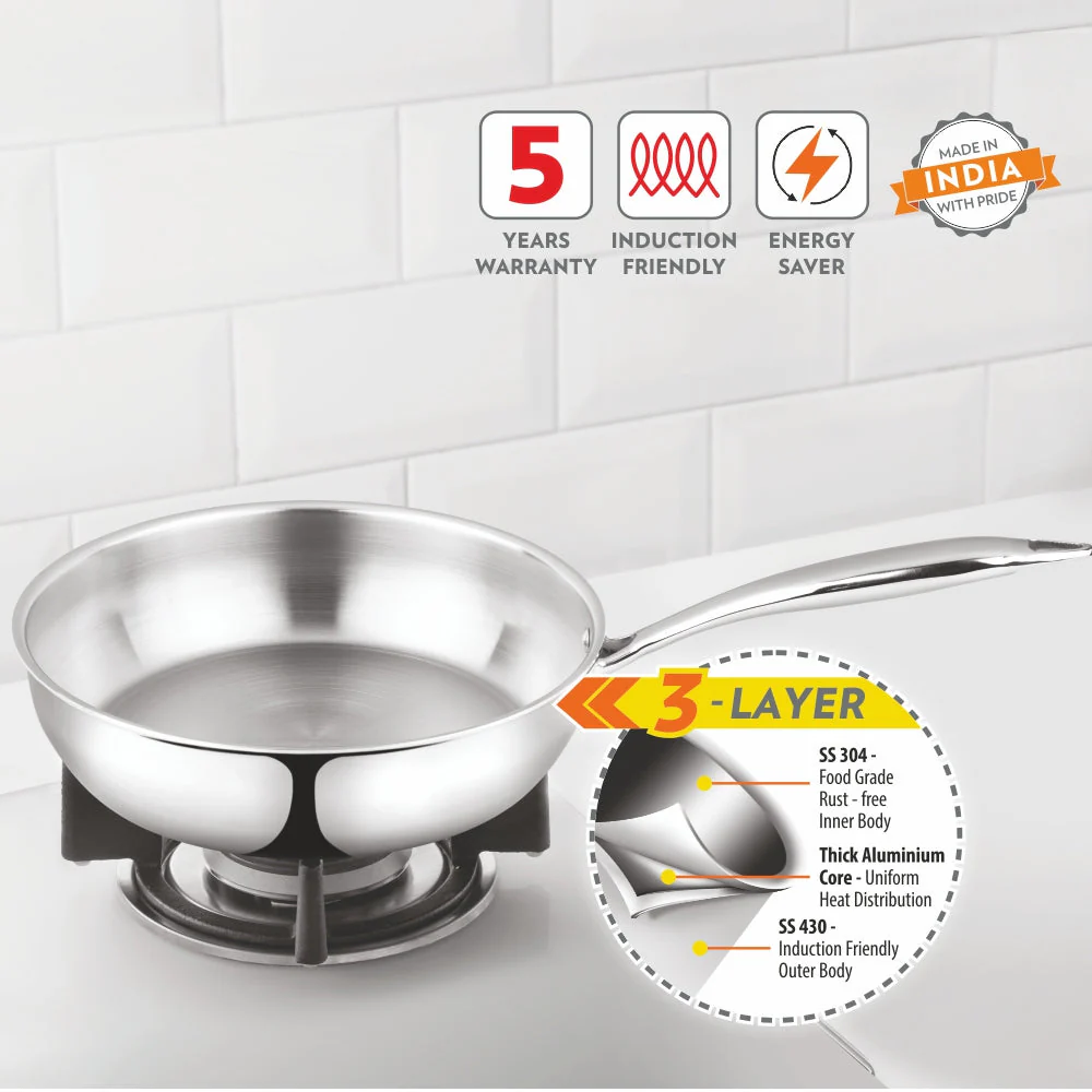 Cookfresh Triply Frying Pan with Stainless Steel Handle - Image 2
