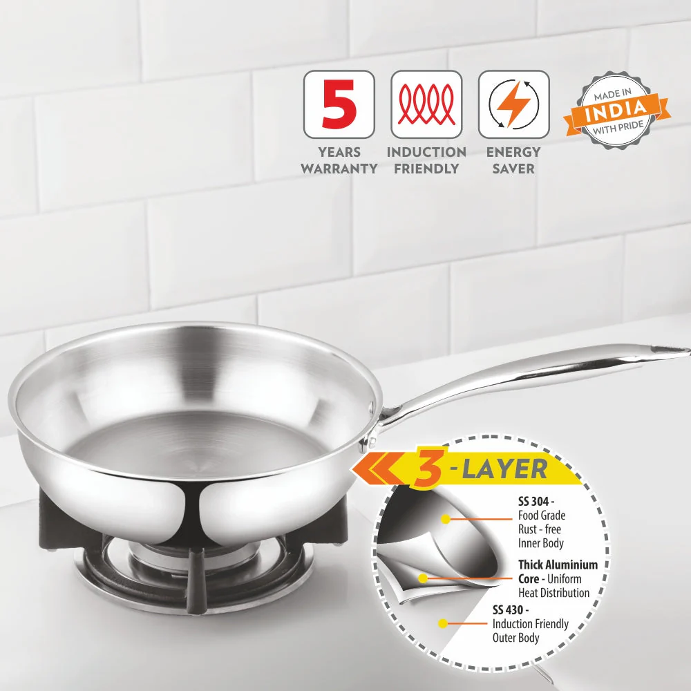 Cookfresh Triply Frying Pan with Stainless Steel Handle - Image 2
