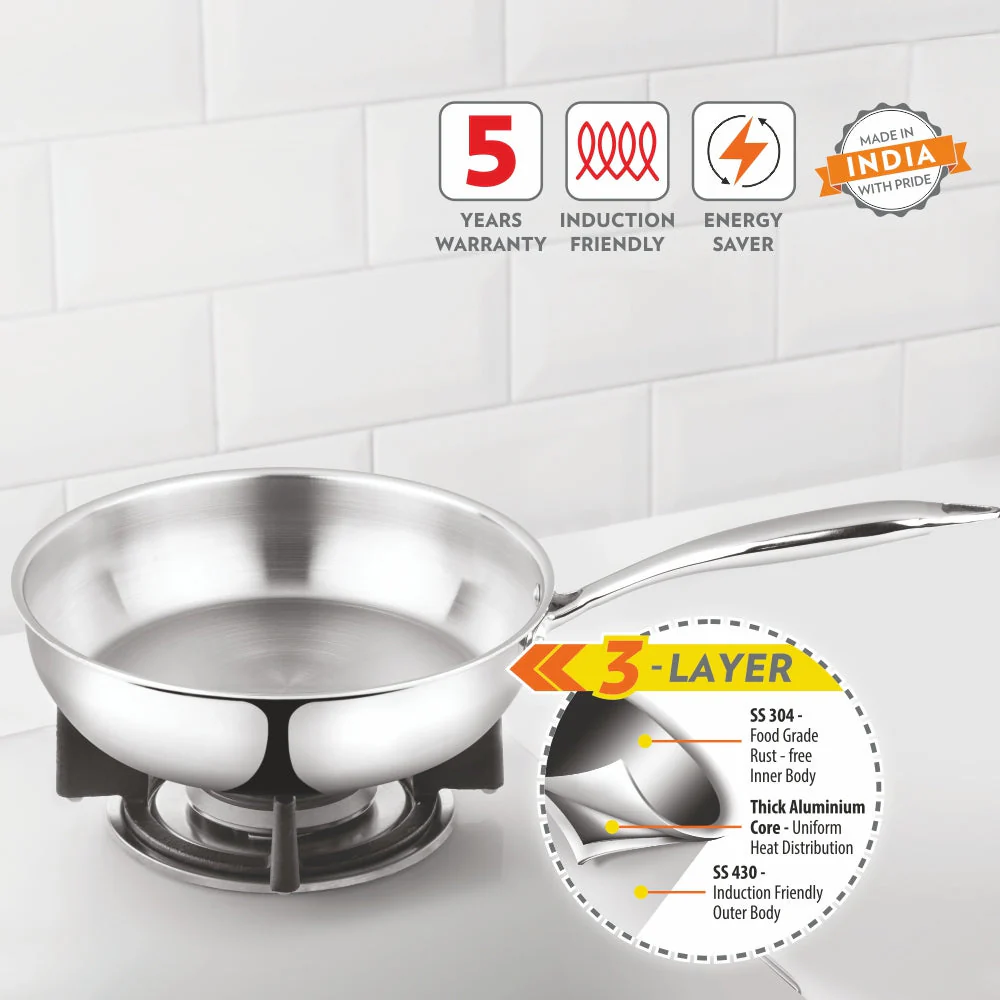 Cookfresh Triply Frying Pan with Stainless Steel Handle - Image 2