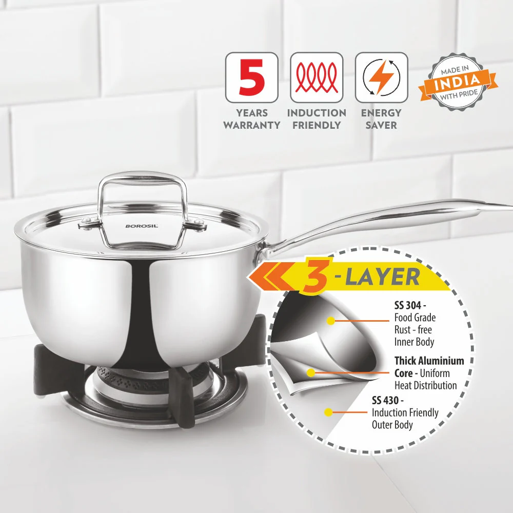 Cookfresh Triply Saucepan with Stainless Steel Handle - Image 2