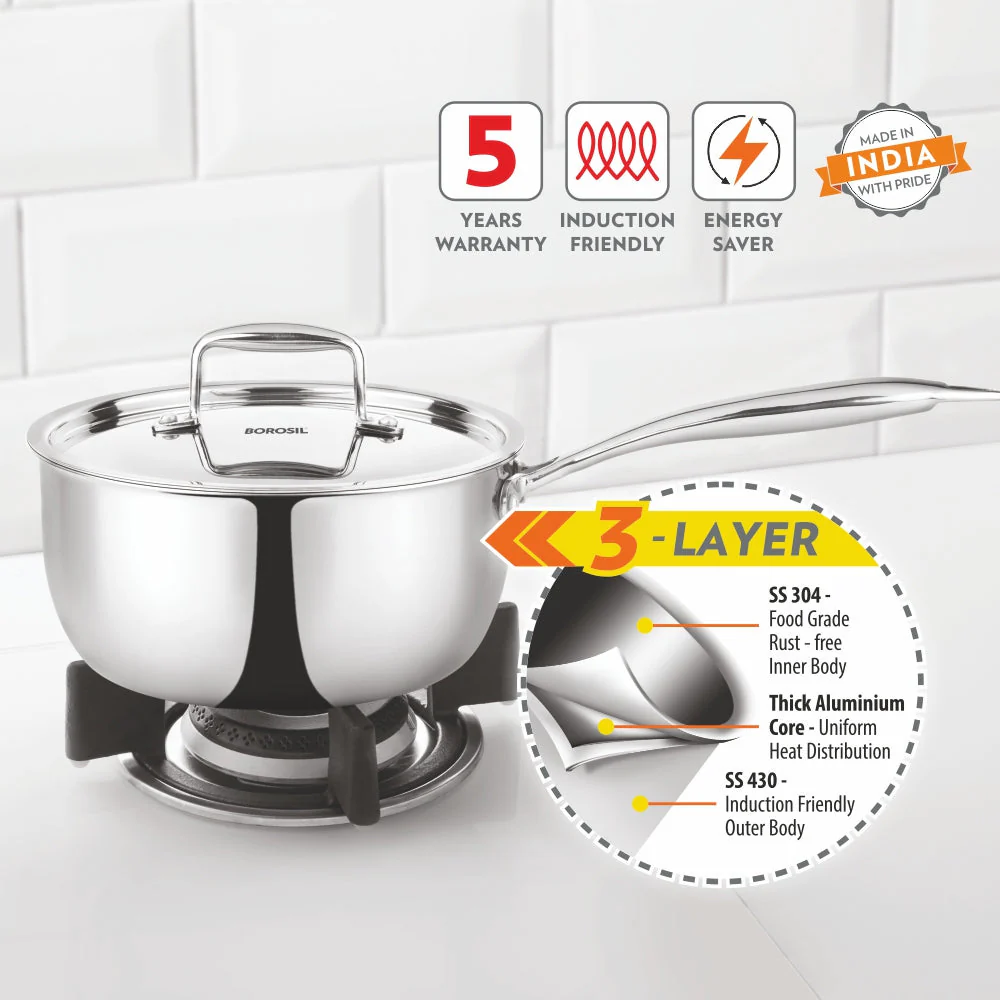 Cookfresh Triply Saucepan with Stainless Steel Handle - Image 2