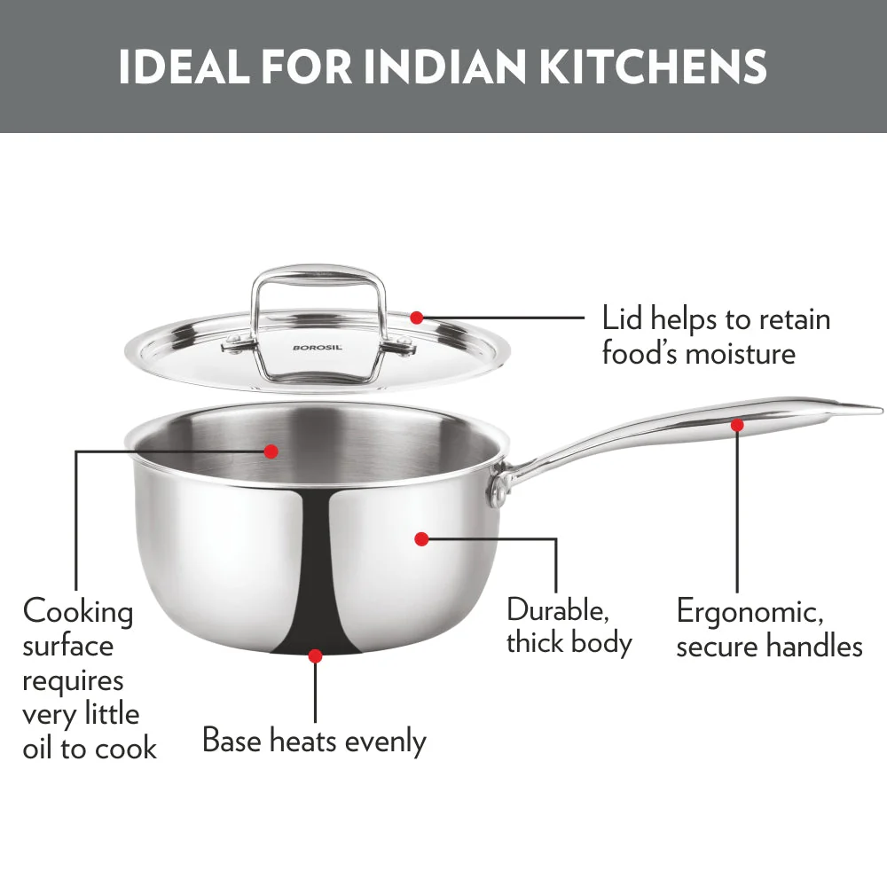 Cookfresh Triply Saucepan with Stainless Steel Handle - Image 3